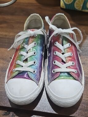 Converse Kids Rainbow Glitter Low-Top Sneakers - White Laces